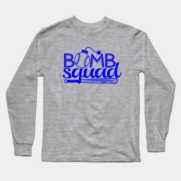 Vintage Bomb Squad Dinger Hitter Baseball Hitting Classic Blue Long Sleeve T-Shirt by TeeCreations